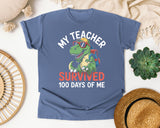 My Teacher Survived 100 Days Of Me graphic tee in Blue Jean