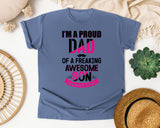 I'm A Proud Dad Of A Freaking Awesome Son Black graphic tee in Blue Jean
