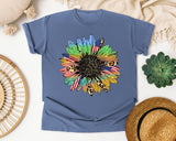 Patriotic Sunflower graphic tee in Blue Jean