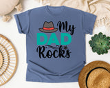 My Dad Rocks White graphic tee in Blue Jean