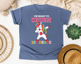 Im Ready To Crush 1st Grade Unicorn graphic tee in Blue Jean