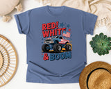 Red White And Boom graphic tee in Blue Jean