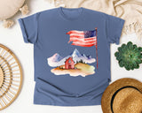 Flag Over Farmhouse graphic tee in Blue Jean
