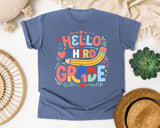 Hello Third Grade graphic tee in Blue Jean