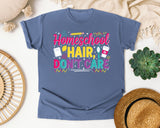 Homeschool Hair Dont Care Bright graphic tee in Blue Jean