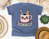 Teach Love Inspire Mug graphic tee in Blue Jean