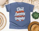 Dad Jokes Legendary Patience Unlimited White graphic tee in Blue Jean