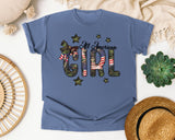 All American Girl Brown graphic tee in Blue Jean