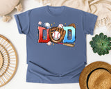 Baseball Dad Glove And Bat graphic tee in Blue Jean