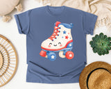 Patriotic Roller Skate graphic tee in Blue Jean