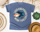 Loud And Proud Football Mom Circle graphic tee in Blue Jean