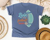 Livin That Football Mom Life Retro graphic tee in Blue Jean