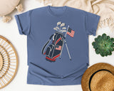 Golf Bag American Flag graphic tee in Blue Jean