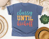 Classy Until Kickoff Gold graphic tee in Blue Jean