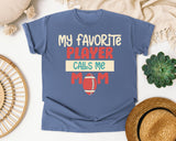 My Favorite Player Calls Me Mom Cream graphic tee in Blue Jean