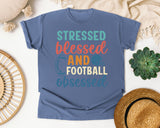 Stressed Blessed And Football Obsessed graphic tee in Blue Jean
