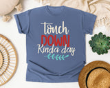Touch Down Kinda Day Cream graphic tee in Blue Jean