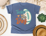 Tackle The Day graphic tee in Blue Jean