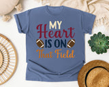 My Heart Is On That Field graphic tee in Blue Jean