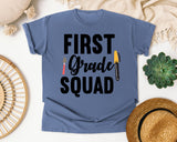 First Grade Squad Pen graphic tee in Blue Jean