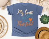 My Heart Is On That Field Script graphic tee in Blue Jean