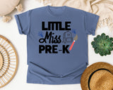 Little Miss Pre-K Paintbrush graphic tee in Blue Jean