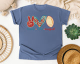 Peace Love Football Leopard graphic tee in Blue Jean