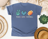 Peace Love Football graphic tee in Blue Jean