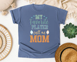 My Favorite Player Call Me Mom Blue graphic tee in Blue Jean