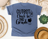 Cutest Chick In 2nd Grade Apple graphic tee in Blue Jean