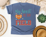 My Heart Is On That Field Bolt graphic tee in Blue Jean
