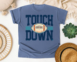 Touch Down Navy Bold graphic tee in Blue Jean