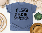 Cutest Chick In Kindergarten graphic tee in Blue Jean