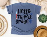 Hello Third Grade Globe graphic tee in Blue Jean