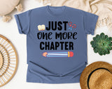 Just One More Chapter graphic tee in Blue Jean