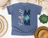 Football Mom Navy Vertical graphic tee in Blue Jean