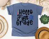Hello Fifth Grade Backpack graphic tee in Blue Jean