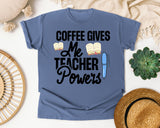 Coffee Gives Me Teacher Powers Pen graphic tee in Blue Jean