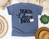 Teach Like A Boss graphic tee in Blue Jean