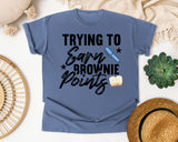 Trying To Earn Brownie Points graphic tee in Blue Jean
