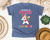 Im Ready To Crush 2nd Grade Unicorn graphic tee in Blue Jean