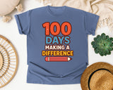 100 Days Making A Difference graphic tee in Blue Jean