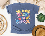 Welcome Back To School Sparkle graphic tee in Blue Jean