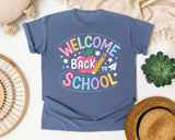 Welcome Back To School Neon graphic tee in Blue Jean