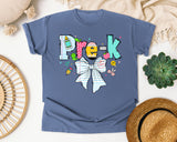 Pre-K Paper Bow graphic tee in Blue Jean