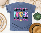 Watch Out Pre-K Here I Come graphic tee in Blue Jean