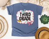 Third Grade Scallop Bow graphic tee in Blue Jean