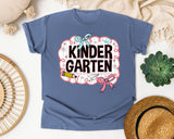Kindergarten Scallop Bow graphic tee in Blue Jean
