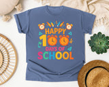 Happy 100 Days Of School Alarm Clocks graphic tee in Blue Jean