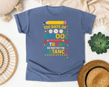 100 Days Of School Strong No Matter The Distance graphic tee in Blue Jean